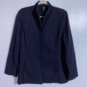 Eileen Fisher Blazer PL Navy Blue Snap Buttons Office Career Church Minimalist